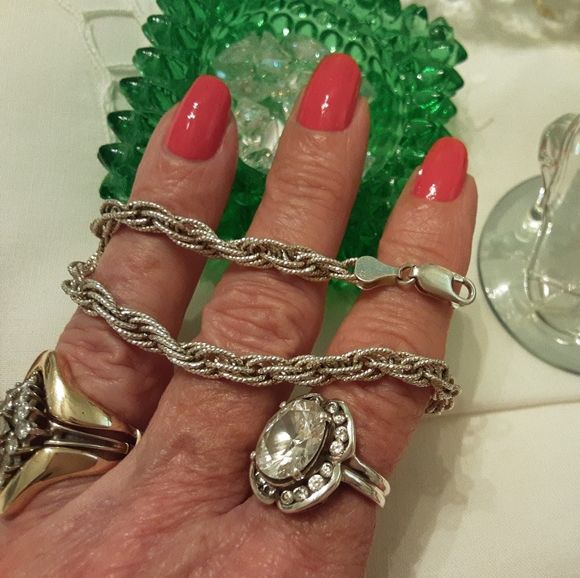 VTG. 1980'S ITALIAN SOLID 925 STERLING DIAMOND CUT ROPE BRACELET 7.5" 12 GRAMS - Picture 9 of 16